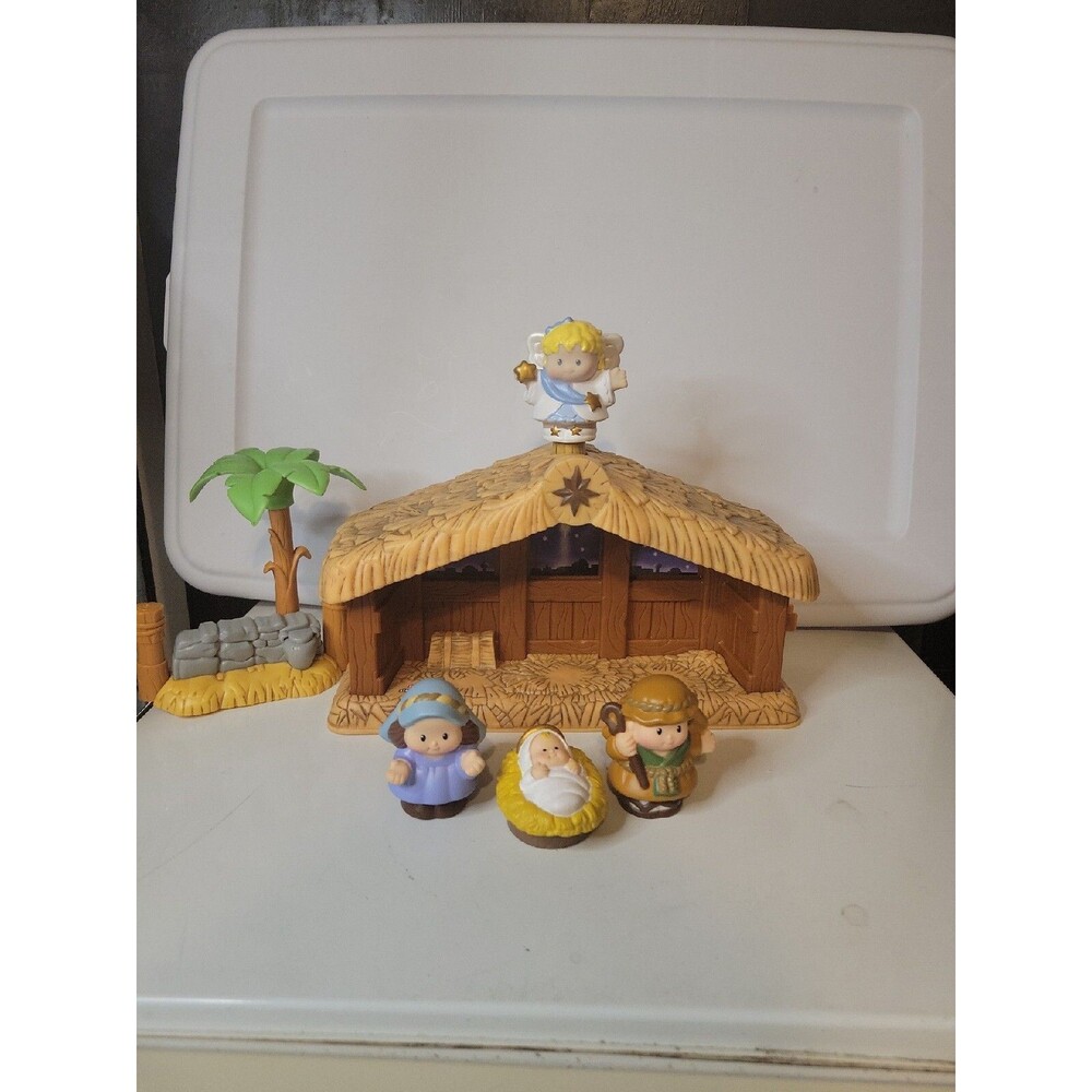 Fisher Price Little People 2000s Nativity Manger Mary Joseph Baby Jesus Angel